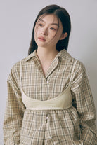 Satin Piping Checked Pajama Shirt