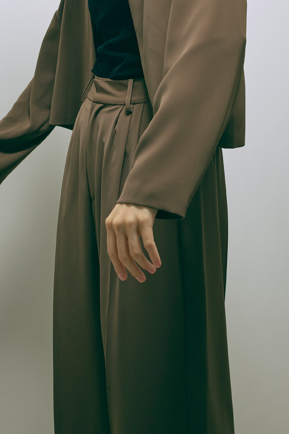 Dropped Shoulder Soft Jacket Set Up ブラウン