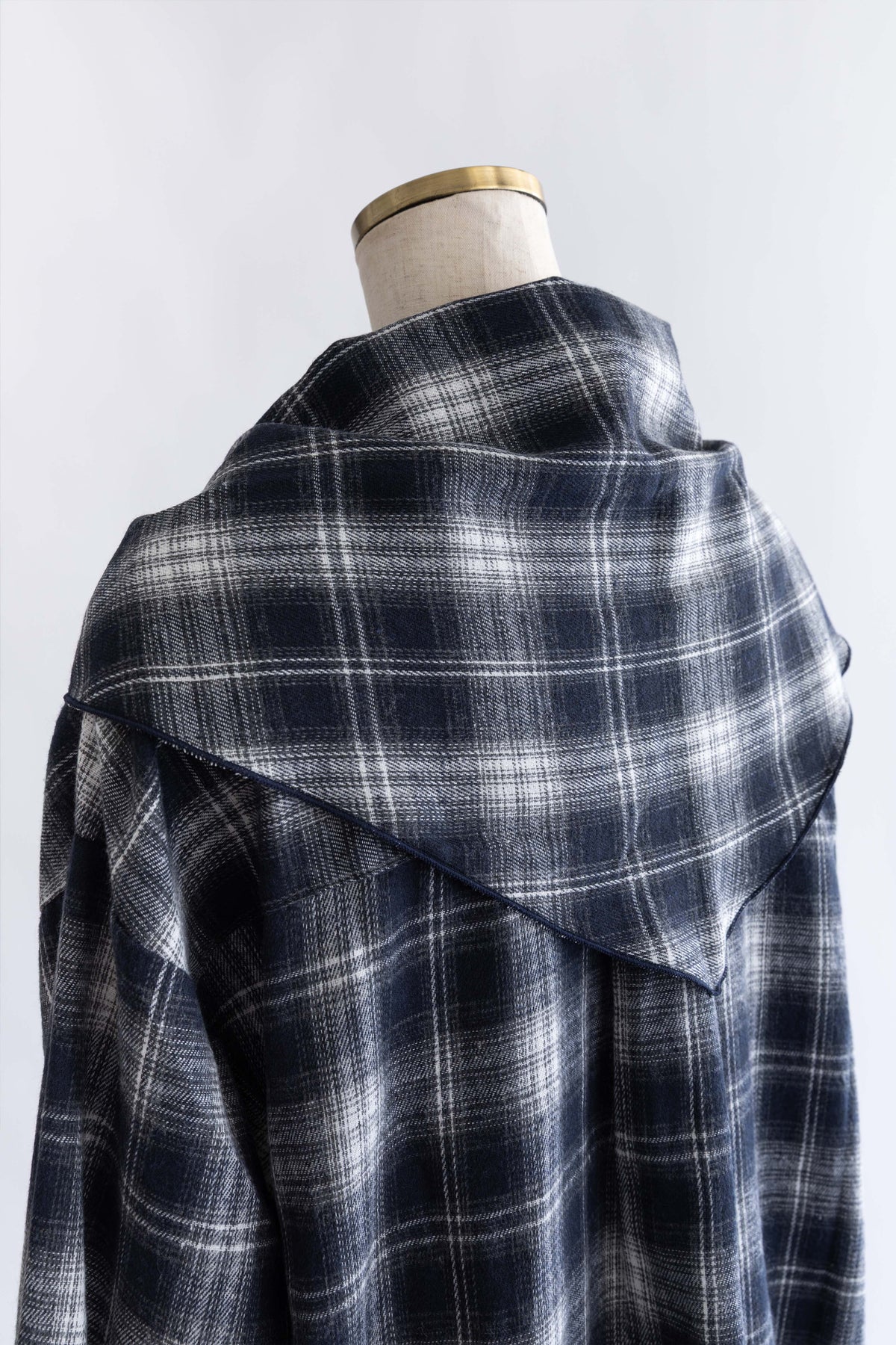 Layered Stole Flannel Shirt ネイビー