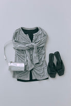 Soft Sheer Gathered Cardigan 杢グレー