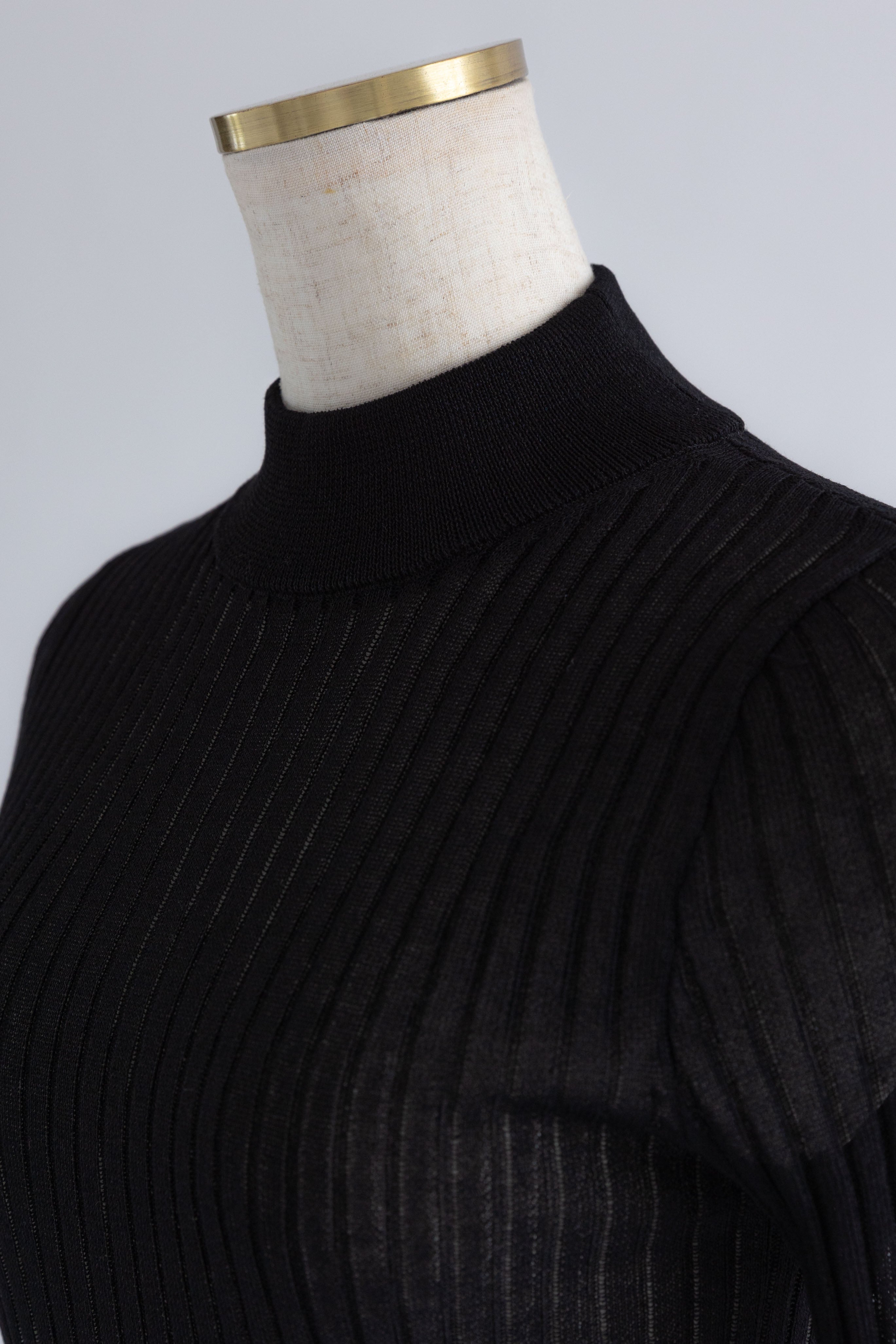 Bottleneck Sheer Rib Knit