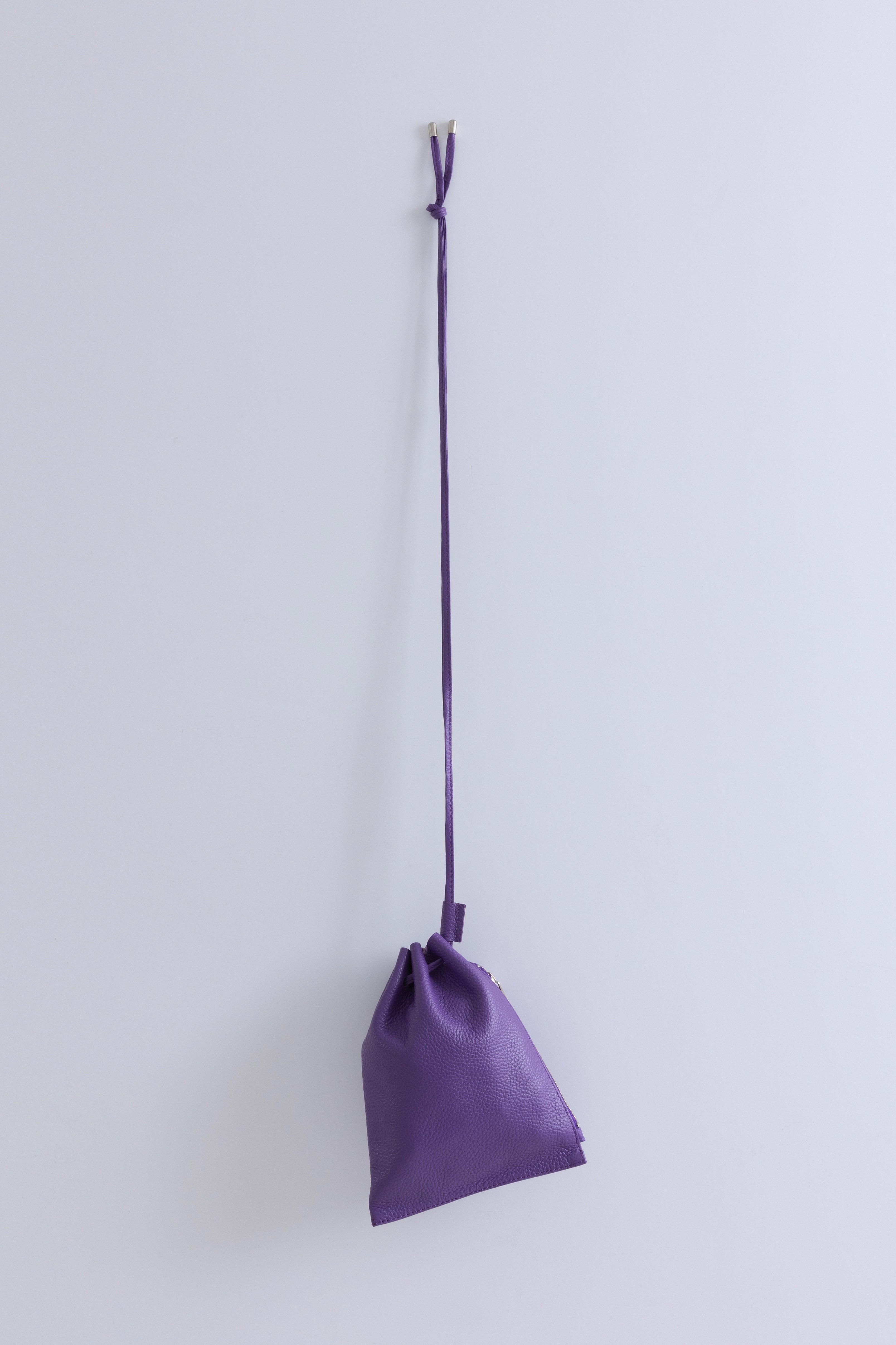 Leather Zip Drawstring Bag