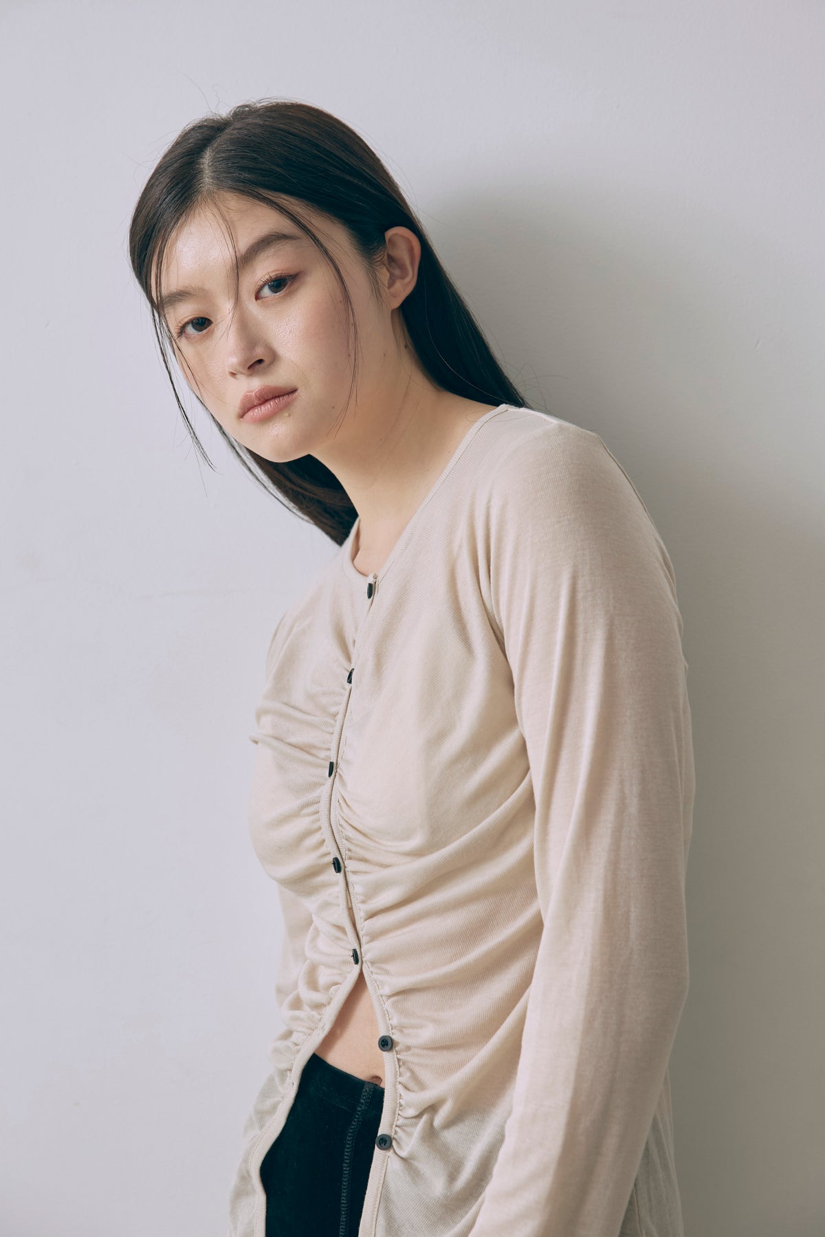 Soft Sheer Gathered Cardigan