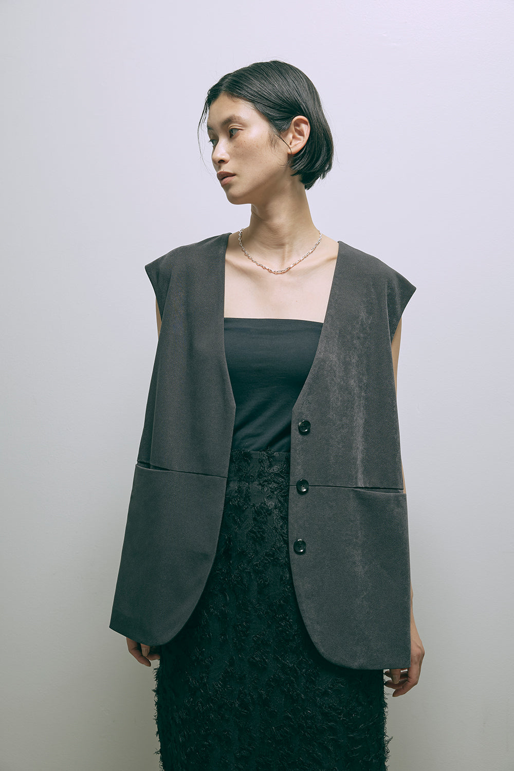 【Set Up】Faux Suede Gilet