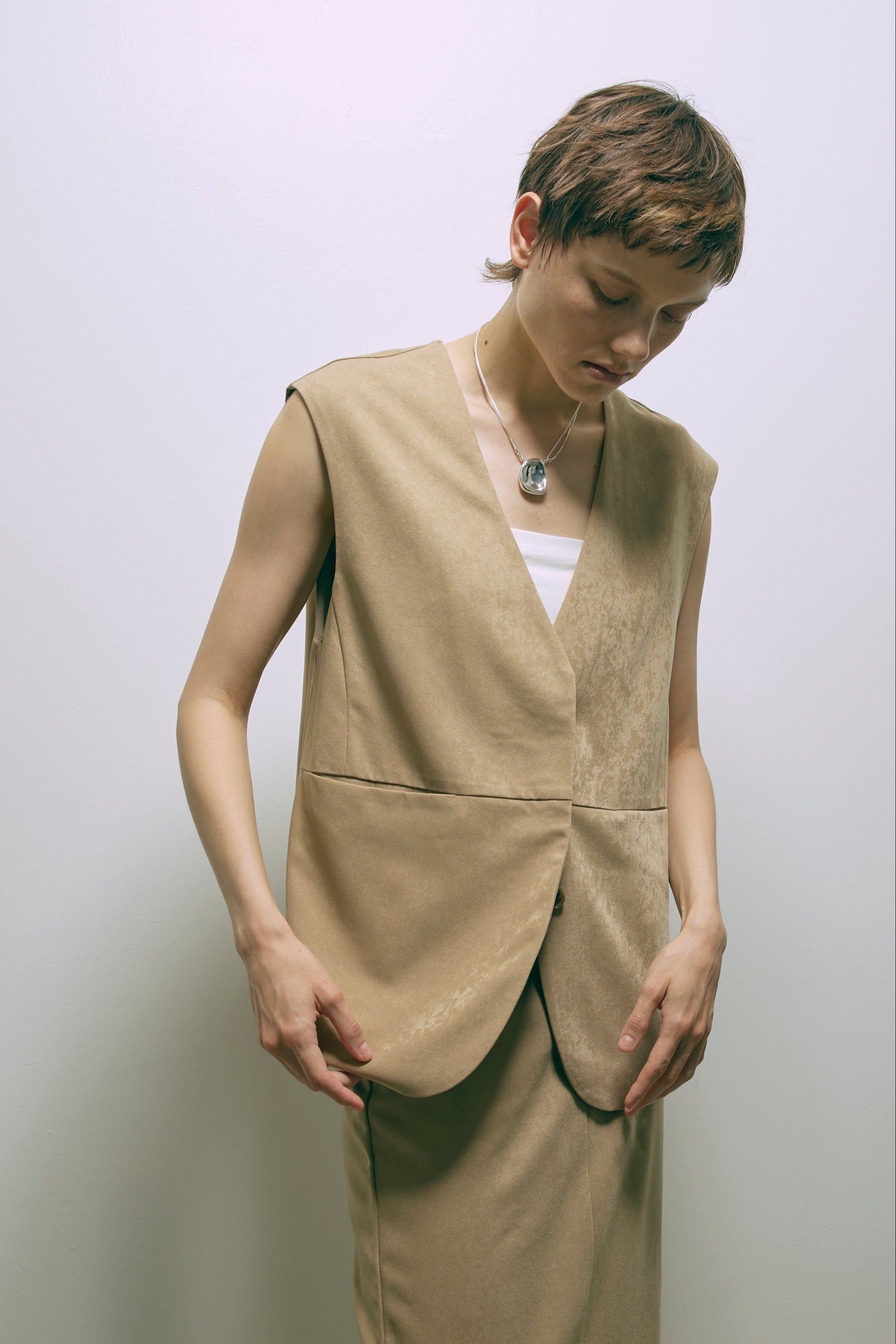 【Set Up】Faux Suede Gilet