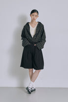 Satin Piping Checked Pajama Shirt