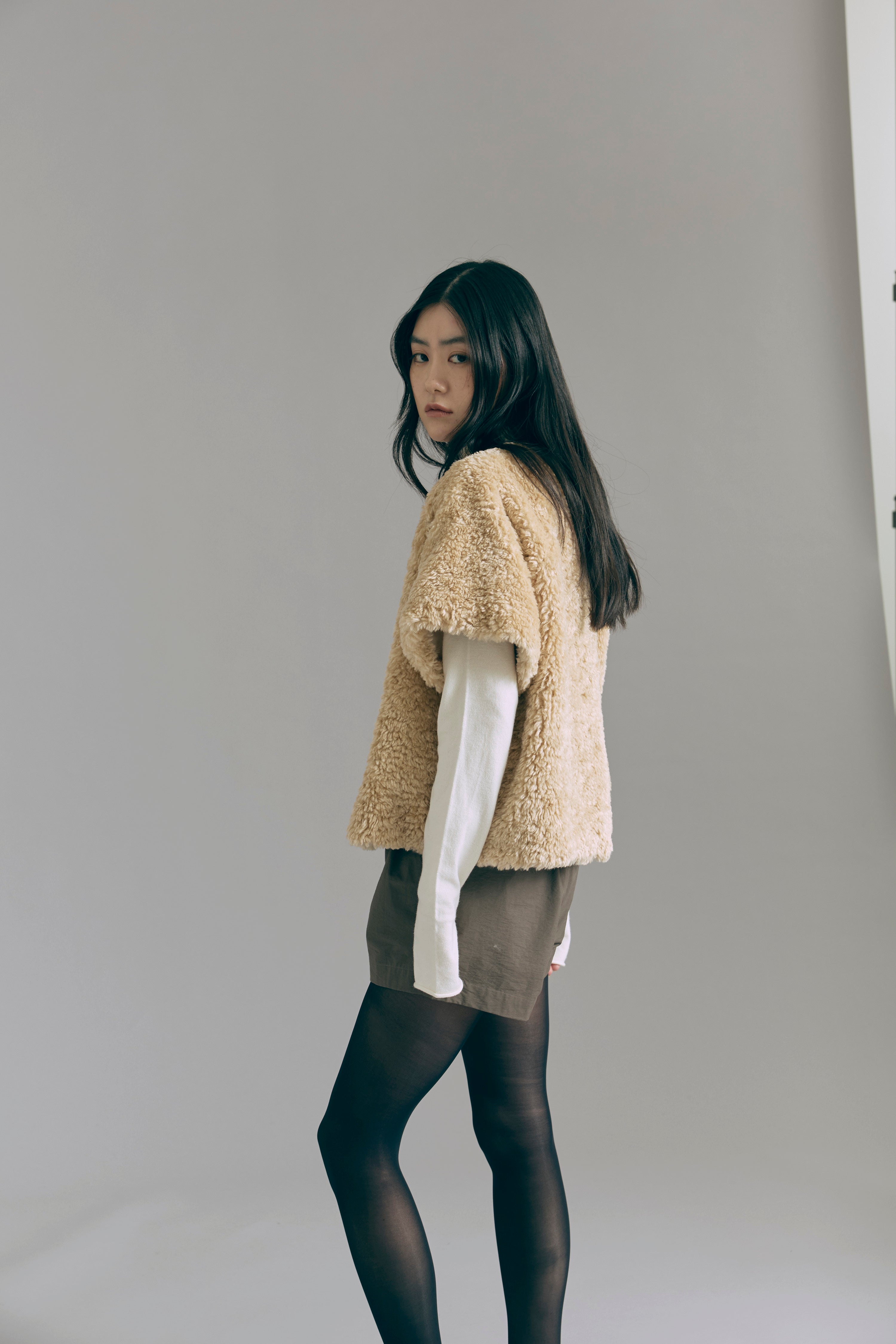 Short Sleeve Fur Jacket