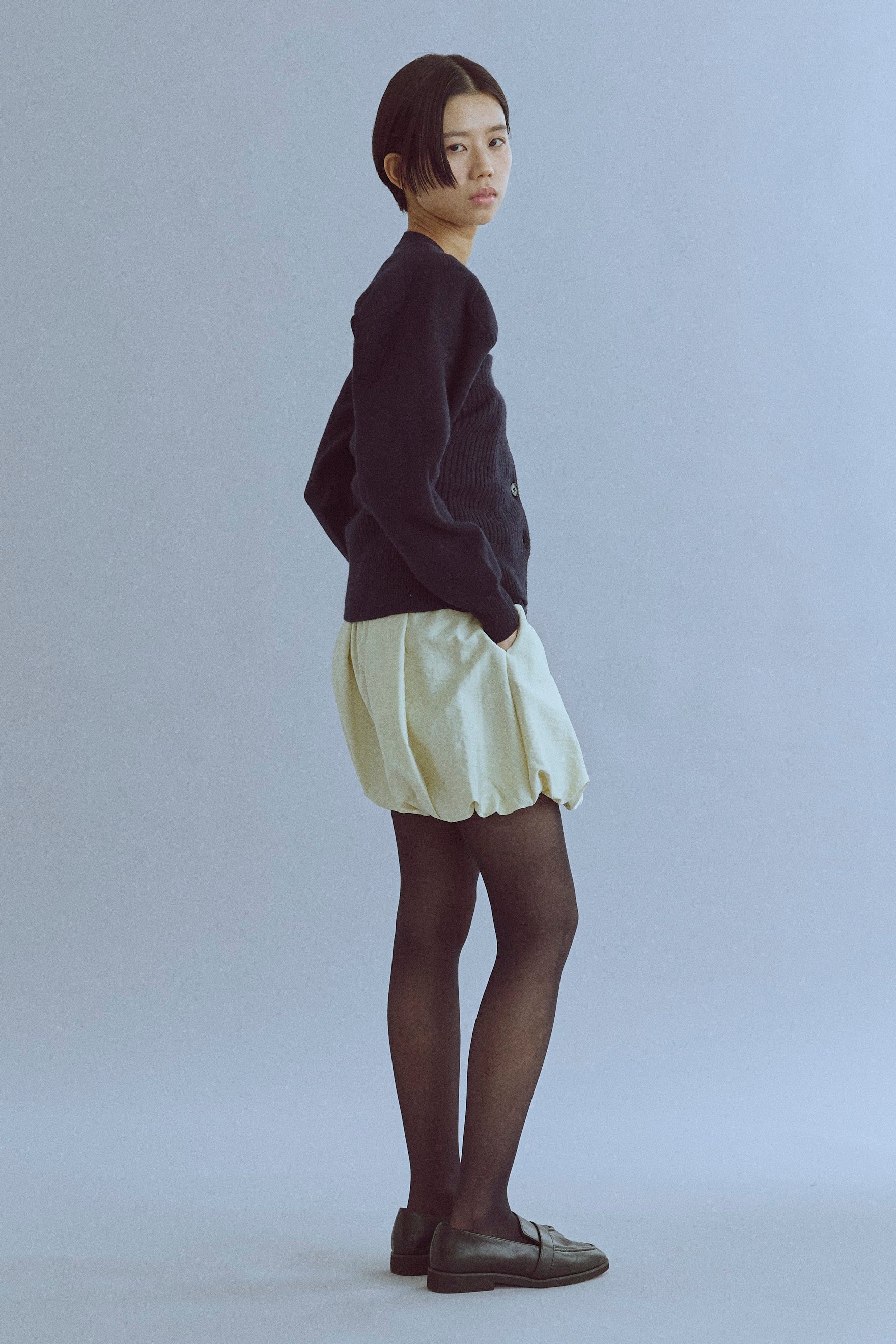 Crewneck Knit ＆ Rib Knit Bustier Set