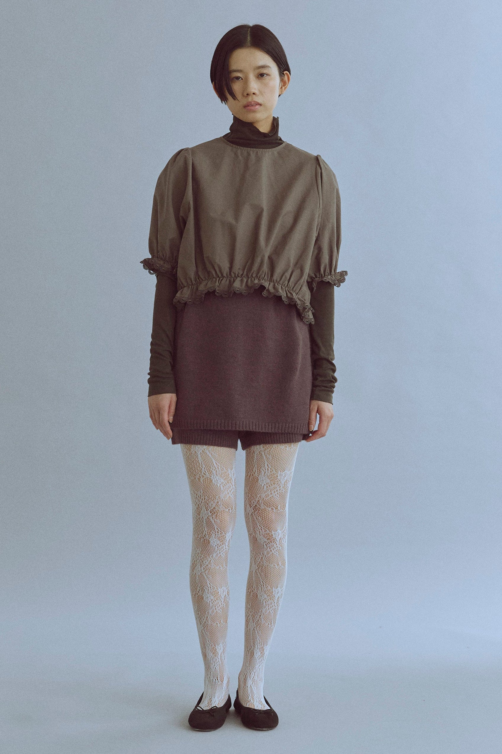Alpaca-Touch Knit Mini Skirt ブラウン