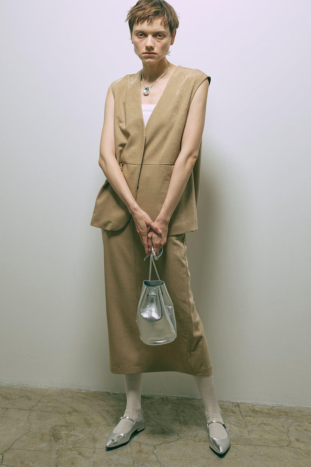 【Set Up】Faux Suede Gilet