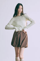 Boat Neck Ribbed Sheer Knit ミント