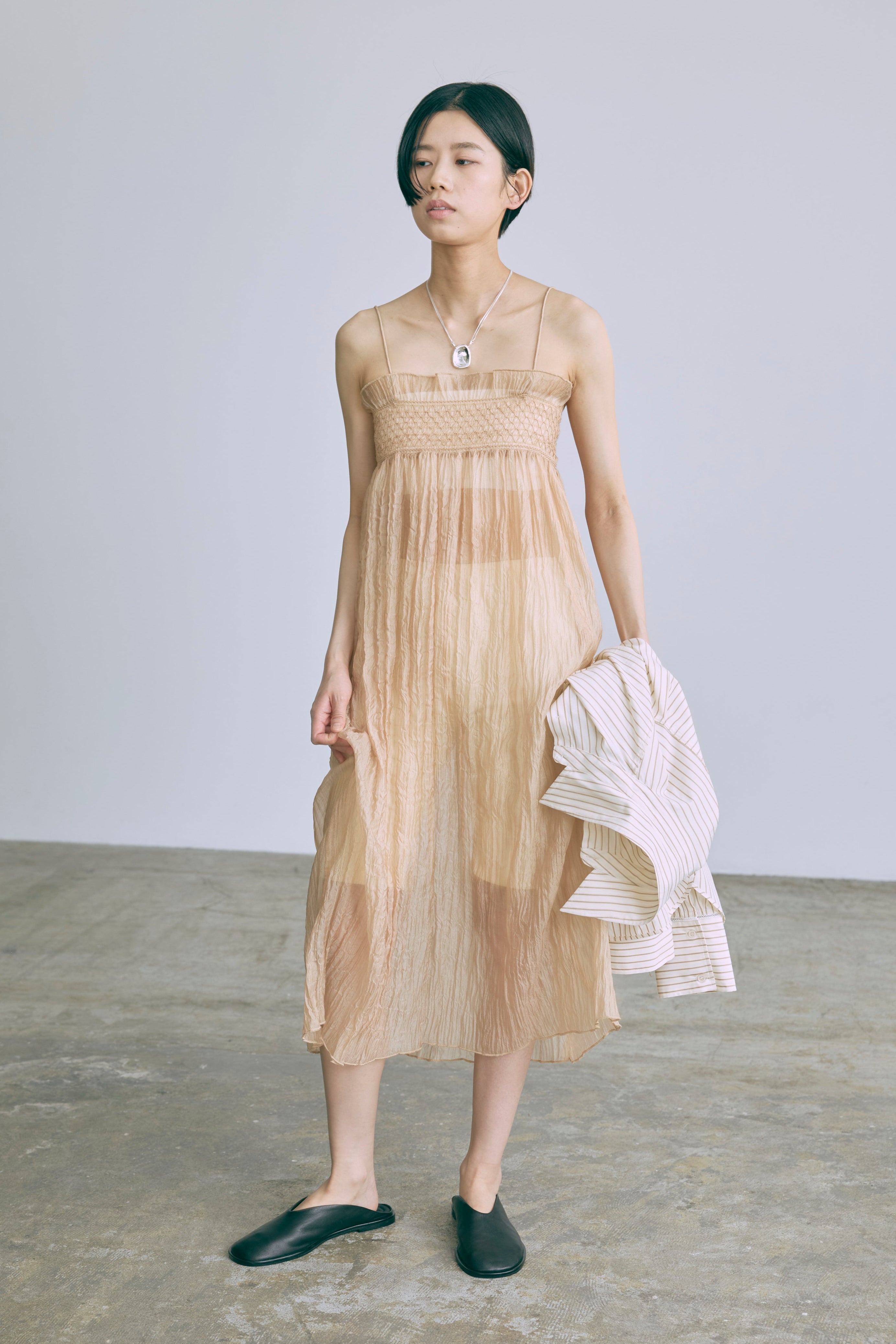 2Way Sheer Crinkled Skirt Dress