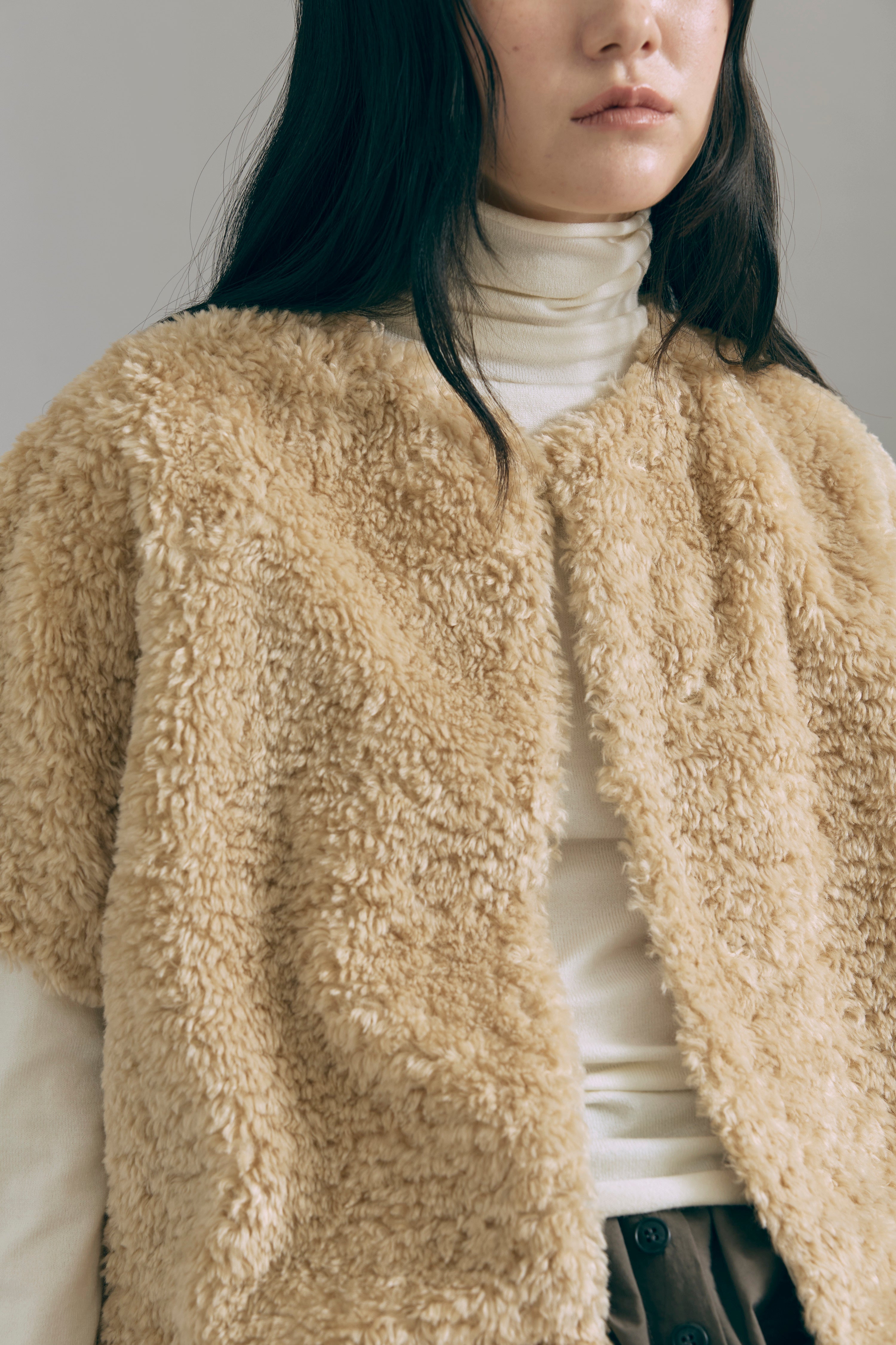 Short Sleeve Fur Jacket