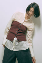 Crewneck Knit ＆ Rib Knit Bustier Set