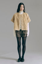 Short Sleeve Fur Jacket ベージュ