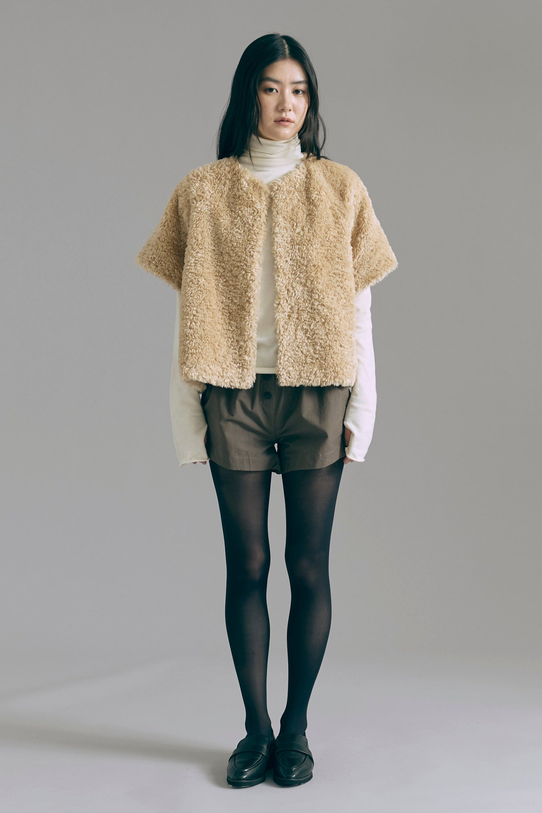 Short Sleeve Fur Jacket