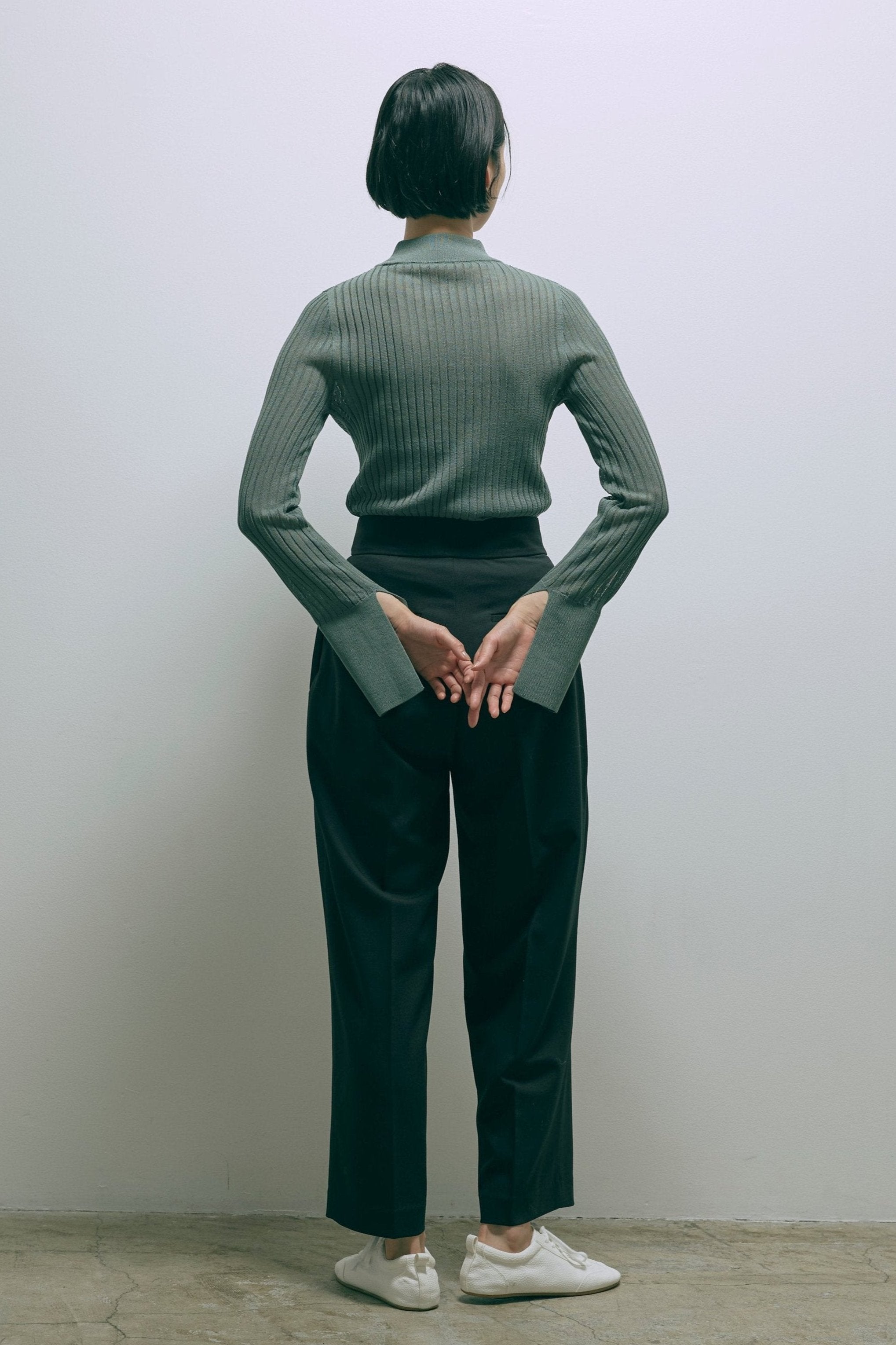 Bottleneck Sheer Rib Knit
