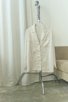 Lace-Trim Satin Shirt Jacket アイボリー