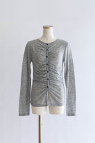 Soft Sheer Gathered Cardigan 杢グレー