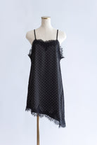 Polka Dot Satin Lace Cami Dress ブラック