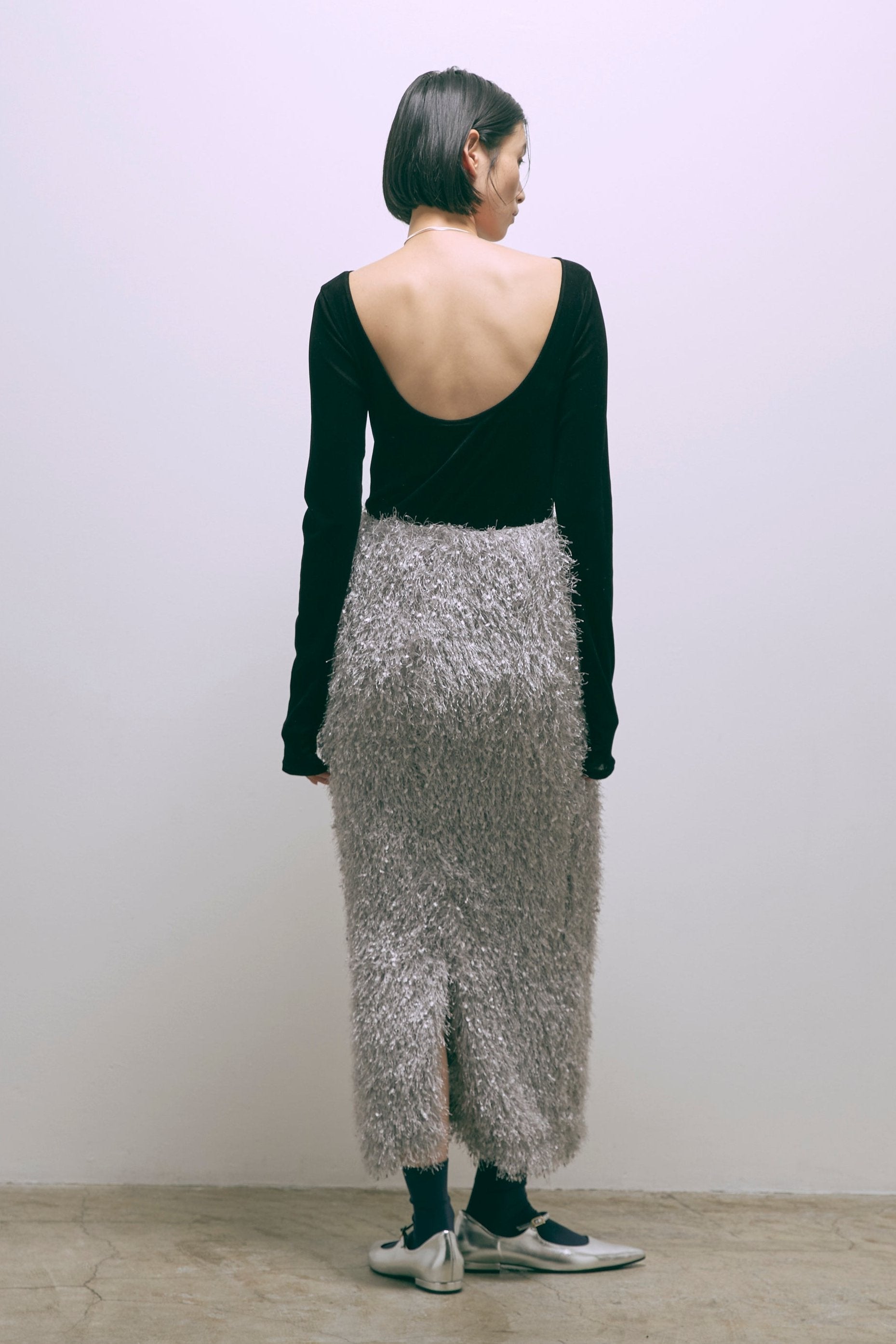 Flocked Tulle Back Open Top