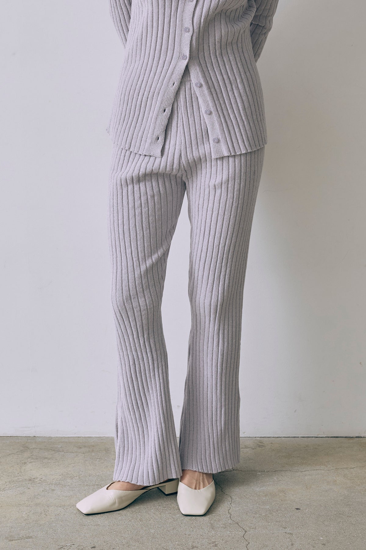 【Set Up】Chenille Rib Flared Pants パープル
