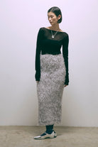 Flocked Tulle Back Open Top ブラック