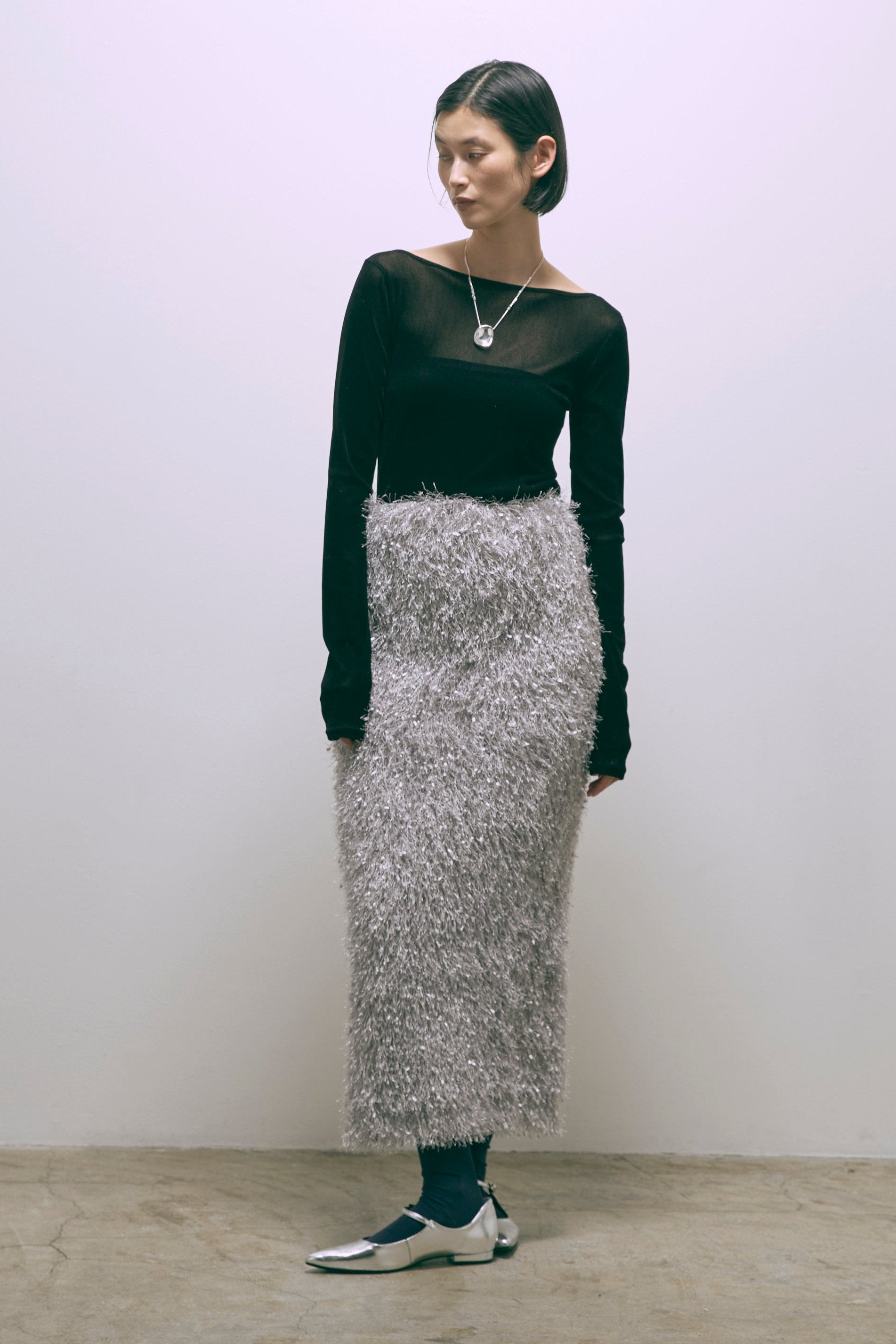 Flocked Tulle Back Open Top