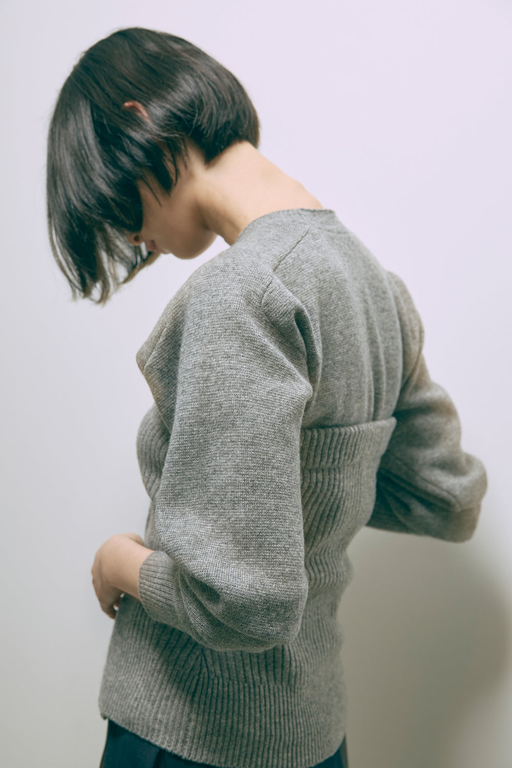 Crewneck Knit ＆ Rib Knit Bustier Set