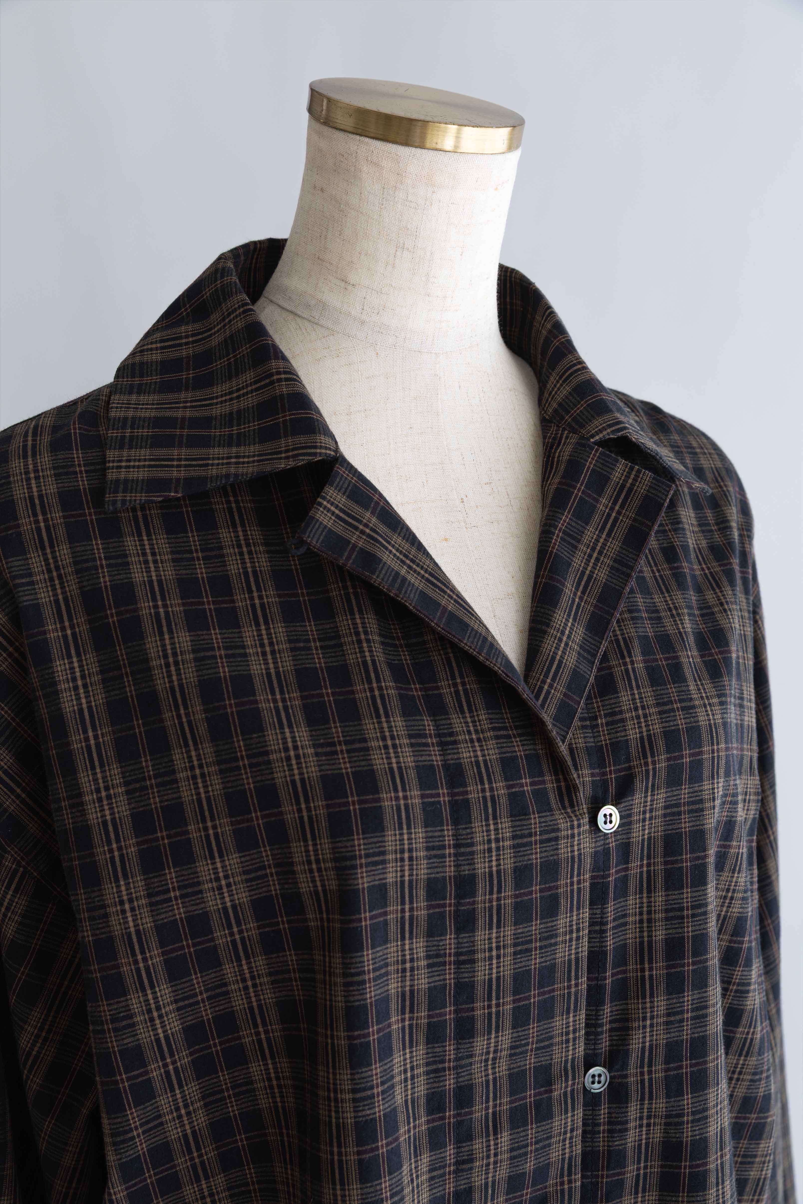 Satin Piping Checked Pajama Shirt