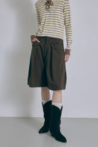 Structured Pocket Flare Shorts ブラウン size:1 model:175cm SENPING