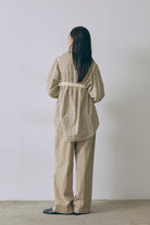 Satin Piping Checked Pajama Shirt