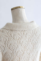 Mohair-Like Open Knit Polo アイボリー