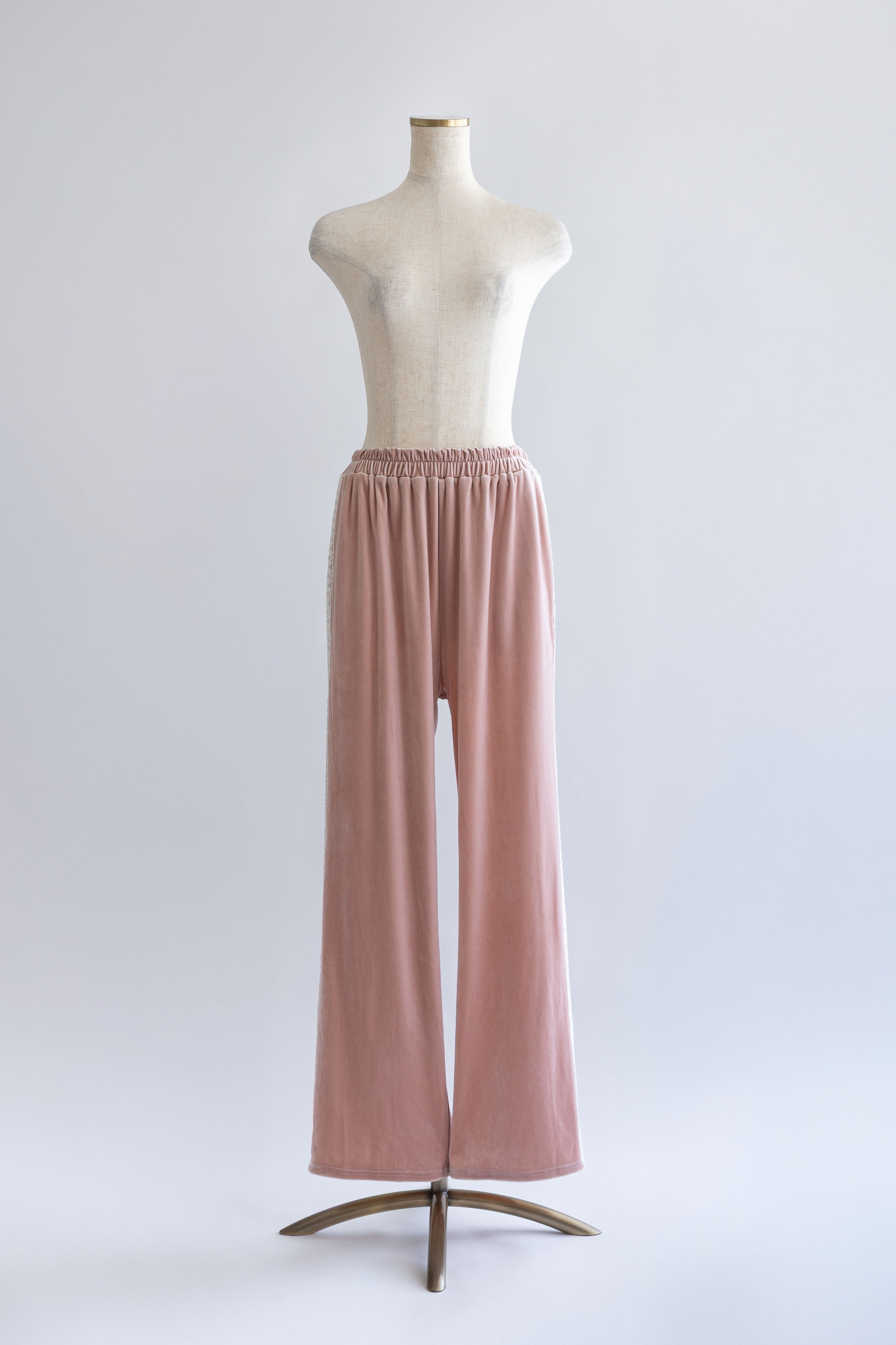 Side Lace Velour Easy Pants ピンク