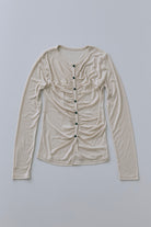 Soft Sheer Gathered Cardigan ライトベージュ