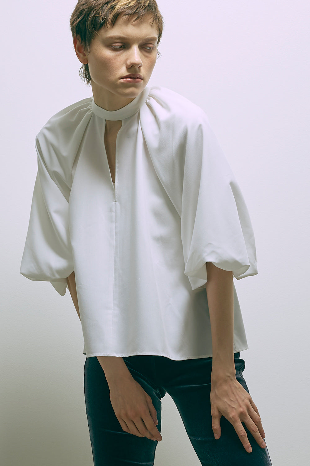 Flared Balloon Sleeve Blouse