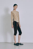 Velour Slim-Fit Biker Leggings