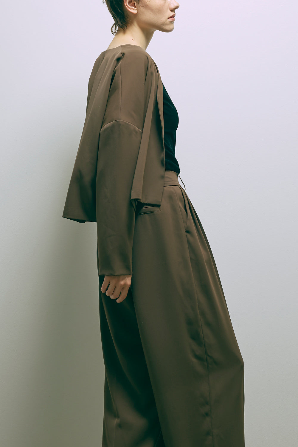 Dropped Shoulder Soft Jacket Set Up ブラウン