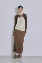 Polka Dot Satin Lace Trim Skirt ブラウン size:F model:175cm SENPING