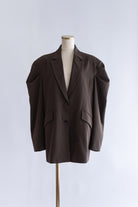 Gathered Shoulder Fitted Jacket ブラウン