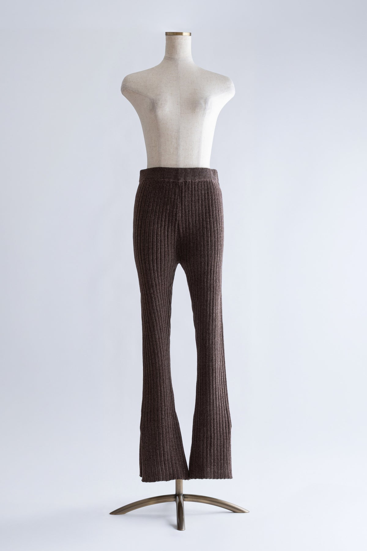 【Set Up】Chenille Rib Flared Pants ブラウン