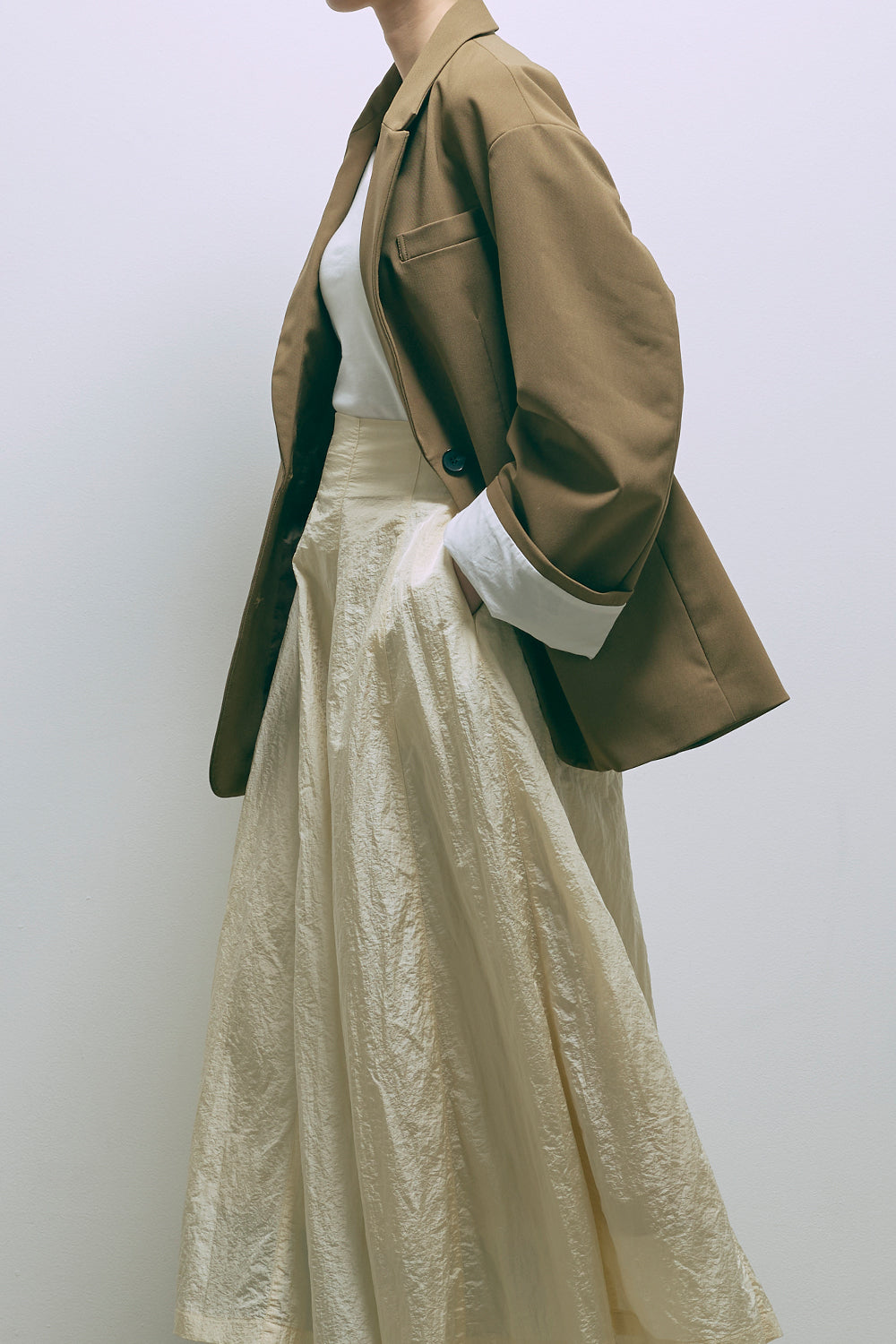 Nylon Taffeta Flared Skirt