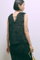 【Set Up】Kirakira Feather Pullover ブラック size:F model:170cm ANDO