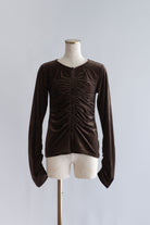 Sheer Velour Draped Cardigan ブラウン