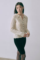 Mohair-Like Open Knit Polo アイボリー size:F model:171cm YUUMIKO