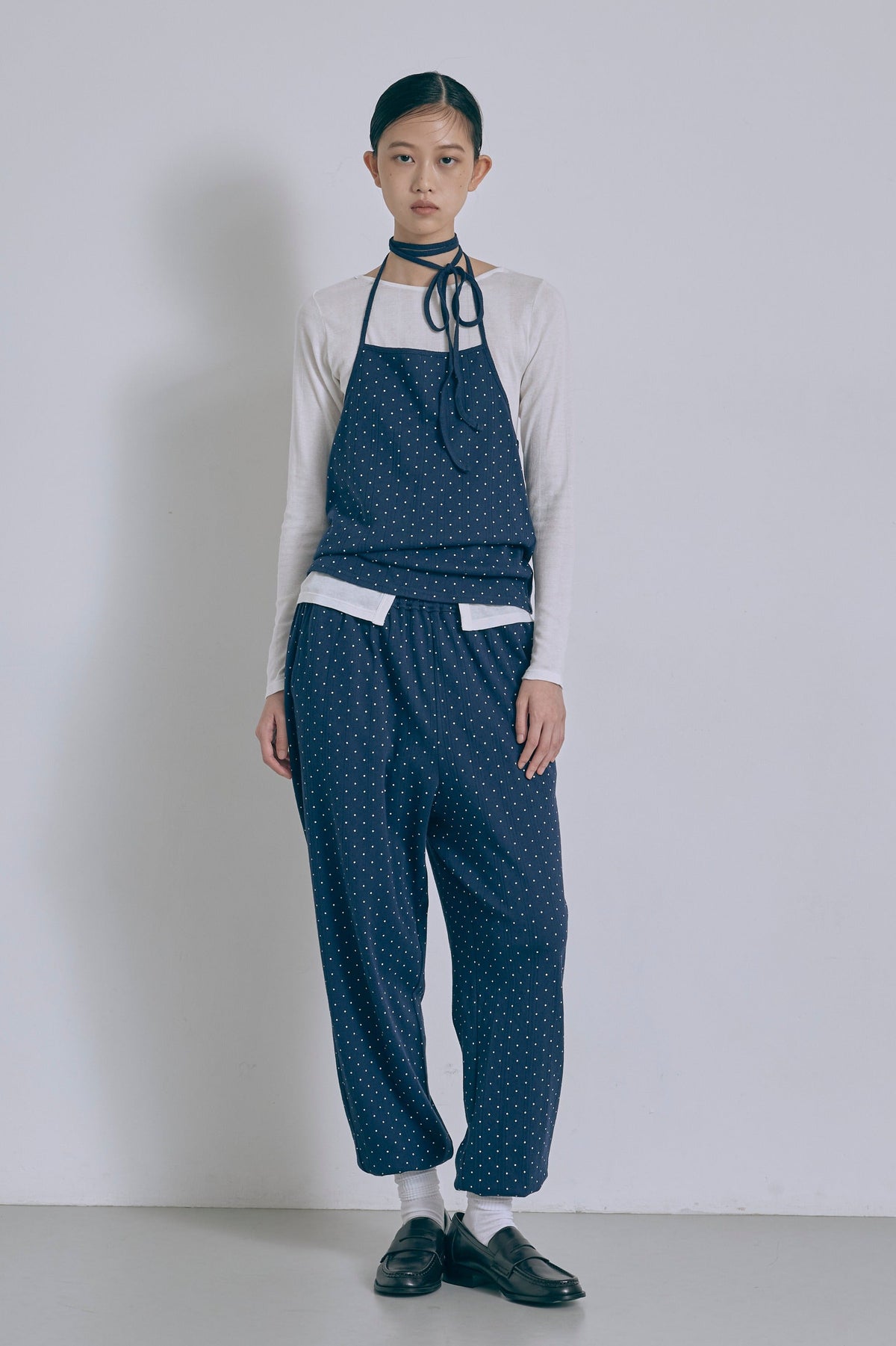 Powder Dot Jogger Pants ネイビー size:F model:175cm SENPING