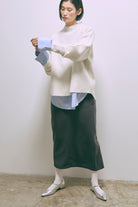【Set Up】Faux Suede Straight Skirt