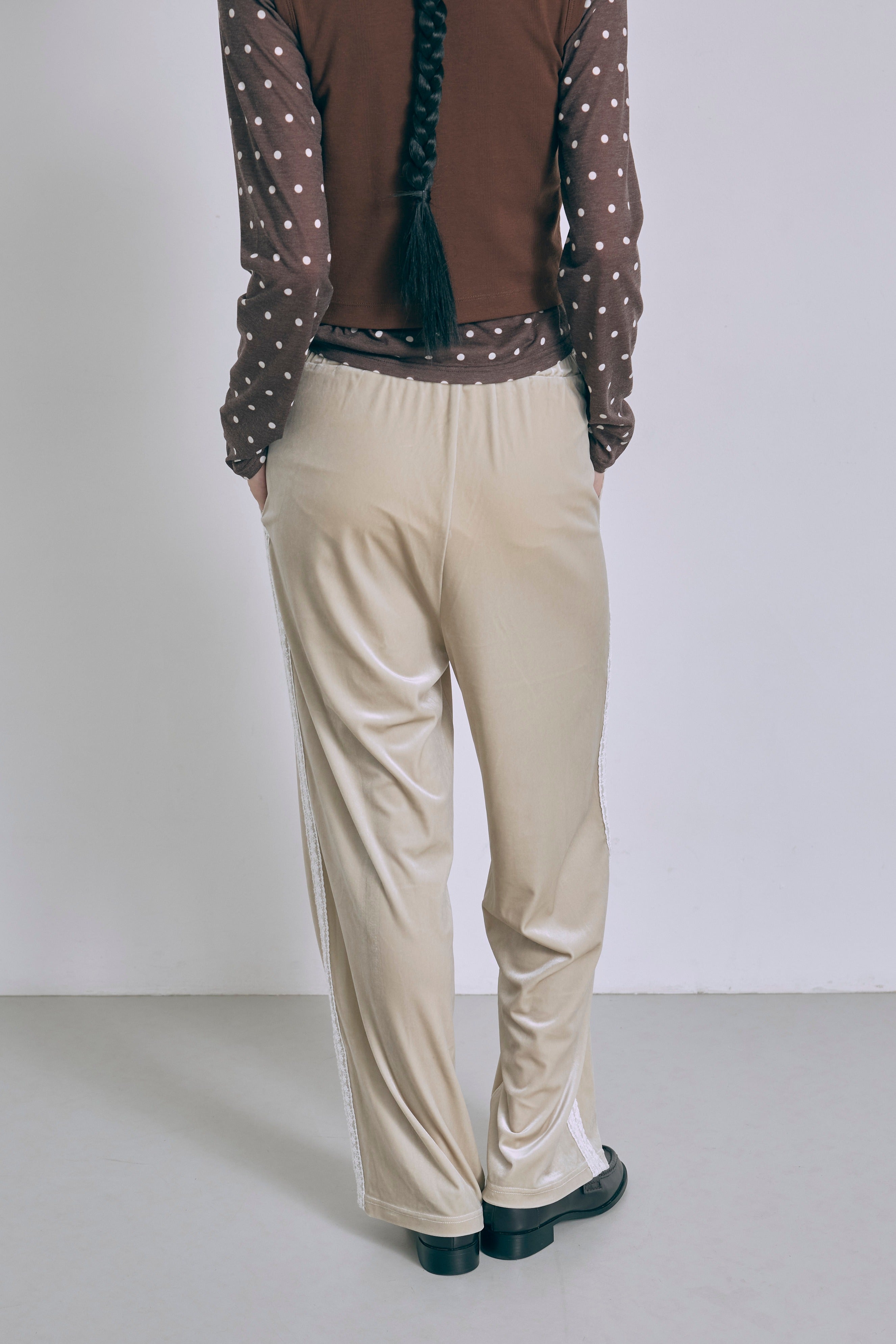 Side Lace Velour Easy Pants
