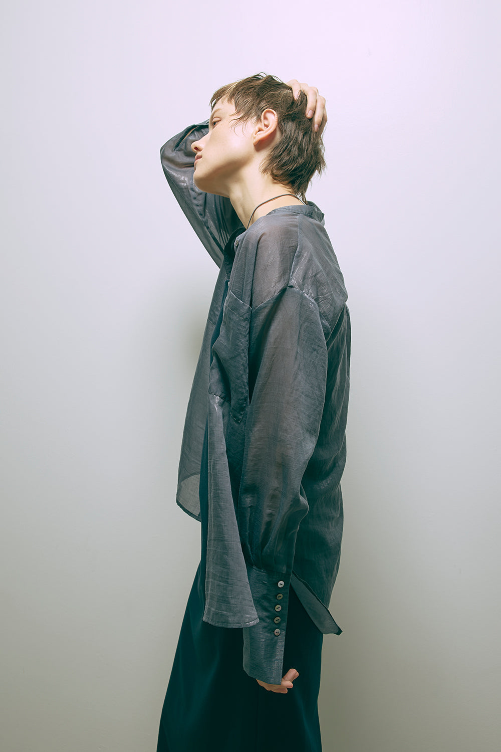 Long Cuff Sheer Blouse