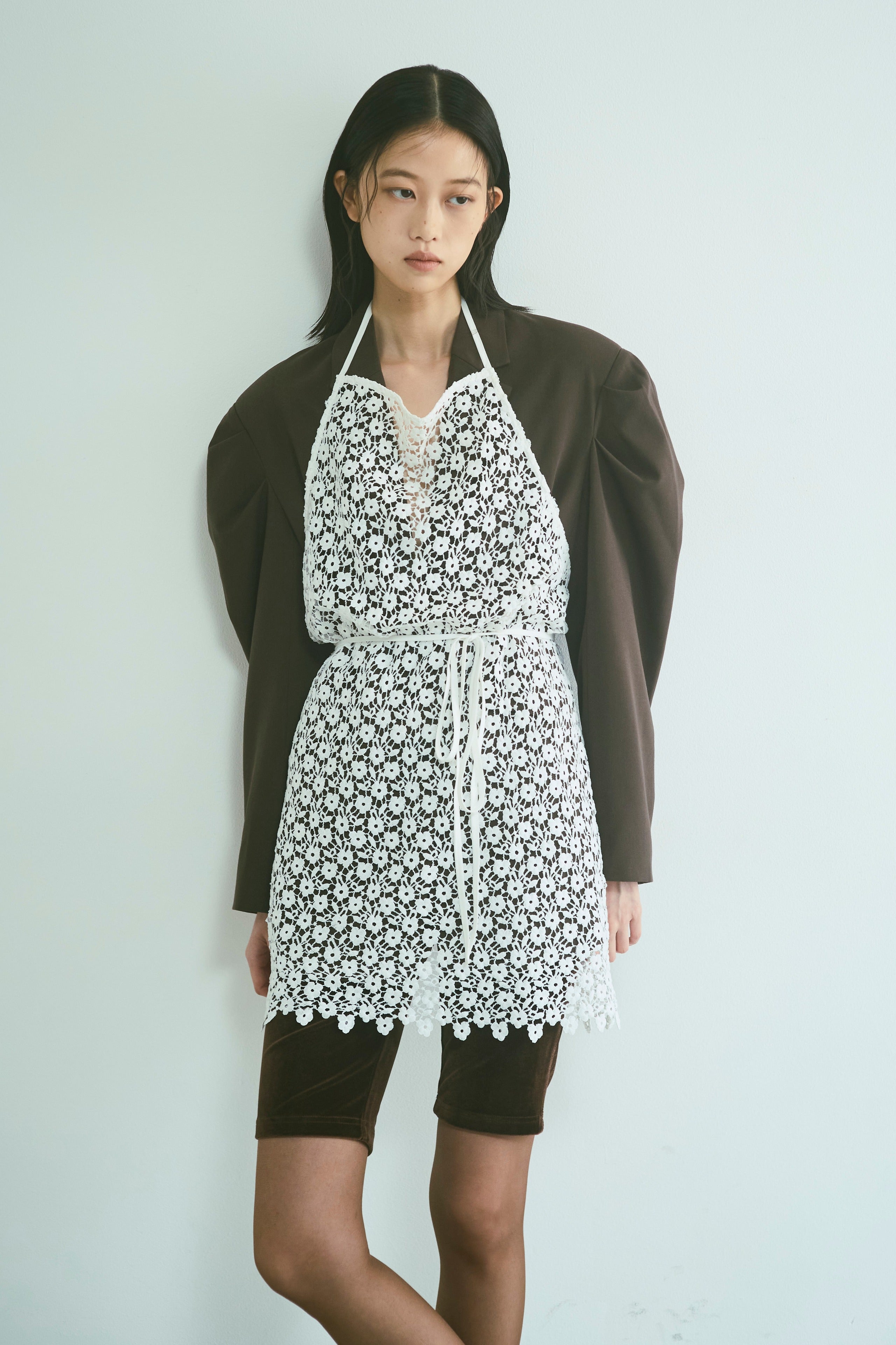 Velour Slim-Fit Biker Leggings ダークブラウン size:0 model:175cm SENPING